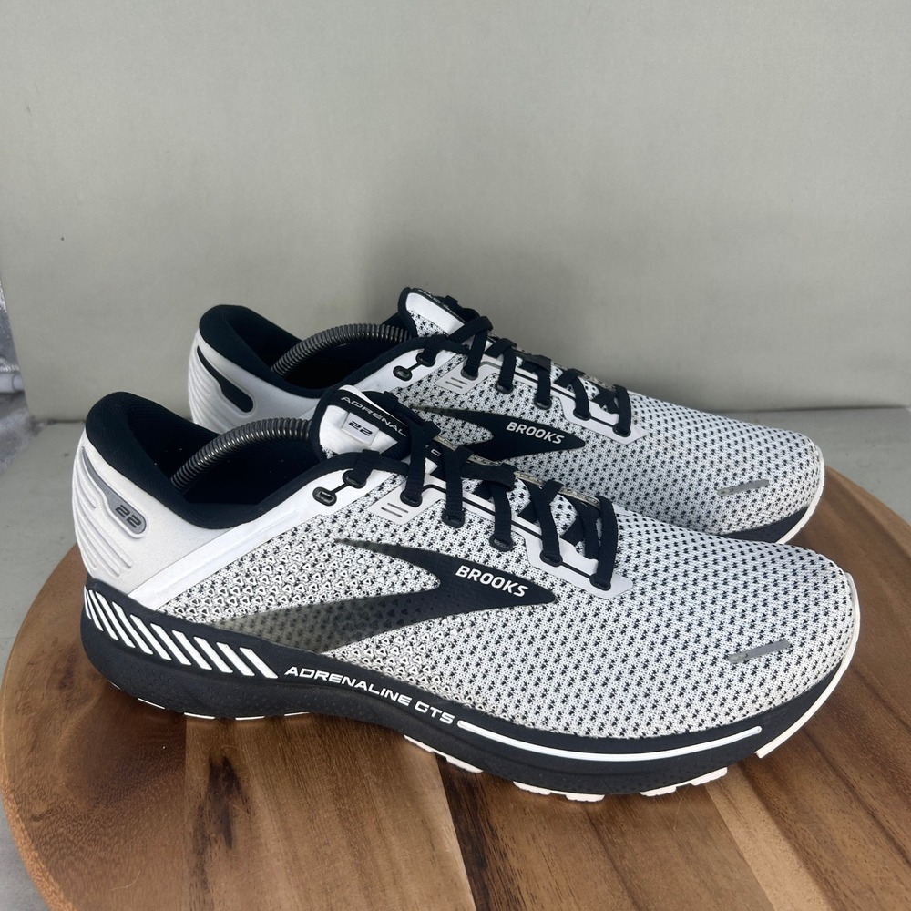 Brooks Adrenaline GTS 22 Mens Running Shoes White Black 1103661D135 Size 12 D